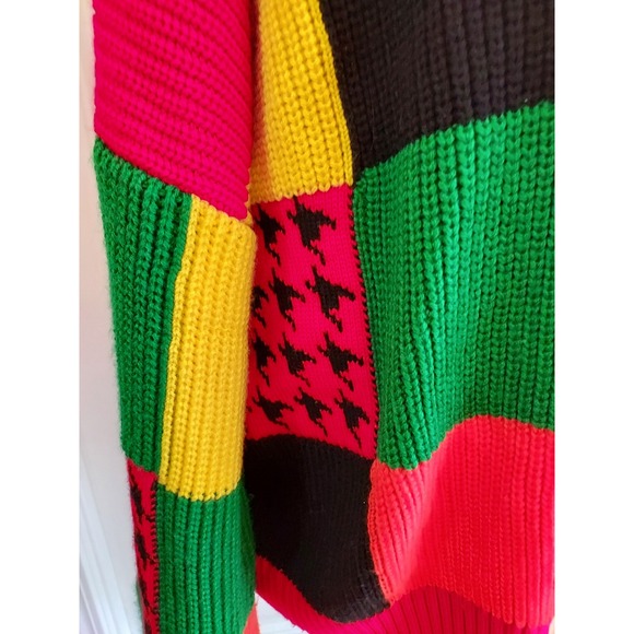 Colorful Patchwork Knit Cardigan Sweater Women Unisex Retro Plus size 16 80s Y2K - Picture 5 of 5